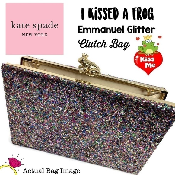 Kate Spade Frog Clutch I kissed a 🐸 Glitter Bag - Picture 1 of 6